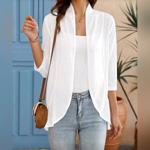 White Open Front Cardigan
